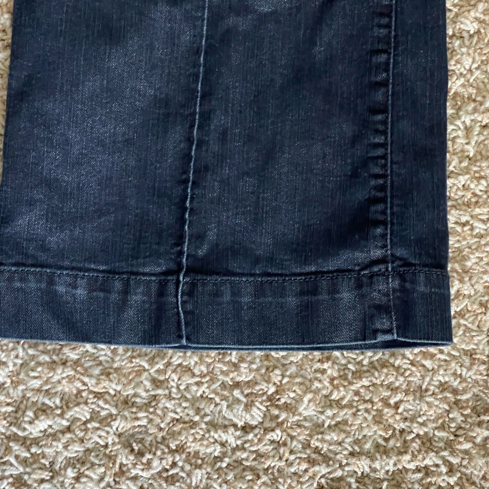 Chico's Platinum Dark Denim Dressy Bootcut Flare Jeans Size (12) 2 - Picture 6 of 9